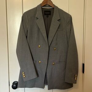 Banana Republic Boyfriend Blazer Gray w/ Gold Buttons sz 8.